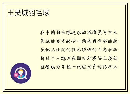 王昊城羽毛球